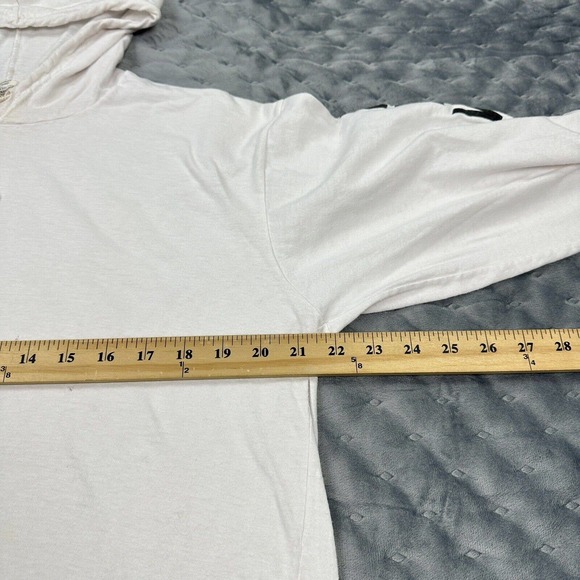 VINTAGE Lake Placid Shirt Men XL Single Stitch White Long Sleeve Hooded Pullover - Picture 9 of 13